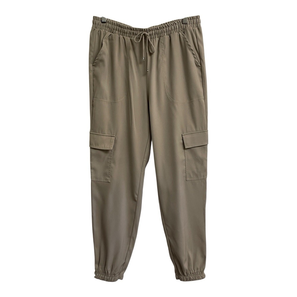 Max Studio Cargo Jogger Pants Womens Size M Cobblestone Beige